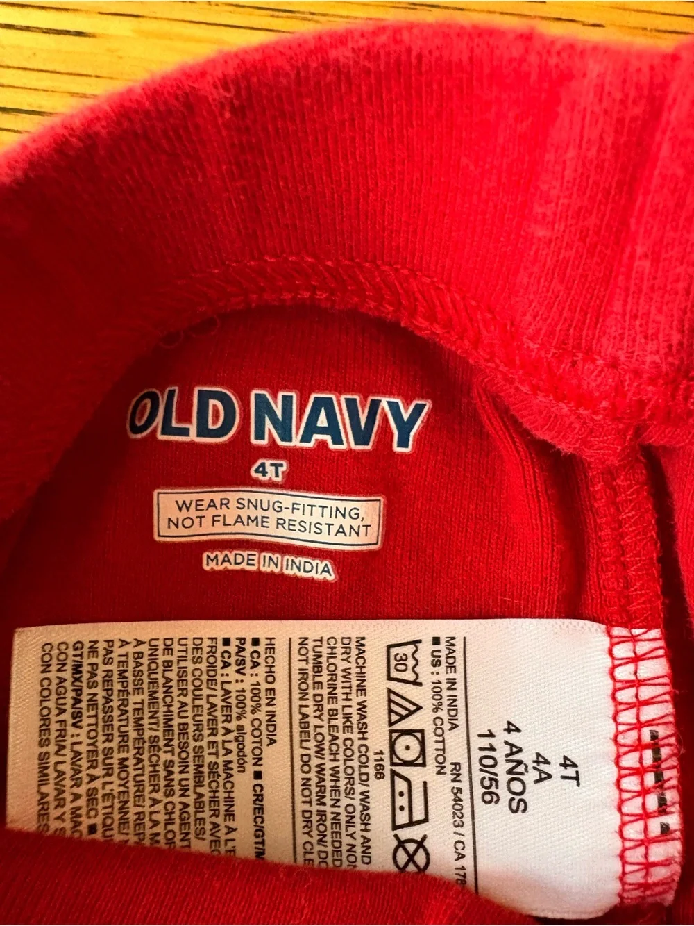 Old Navy Red Firefighter Pajama Set with Yellow & Navy Accents